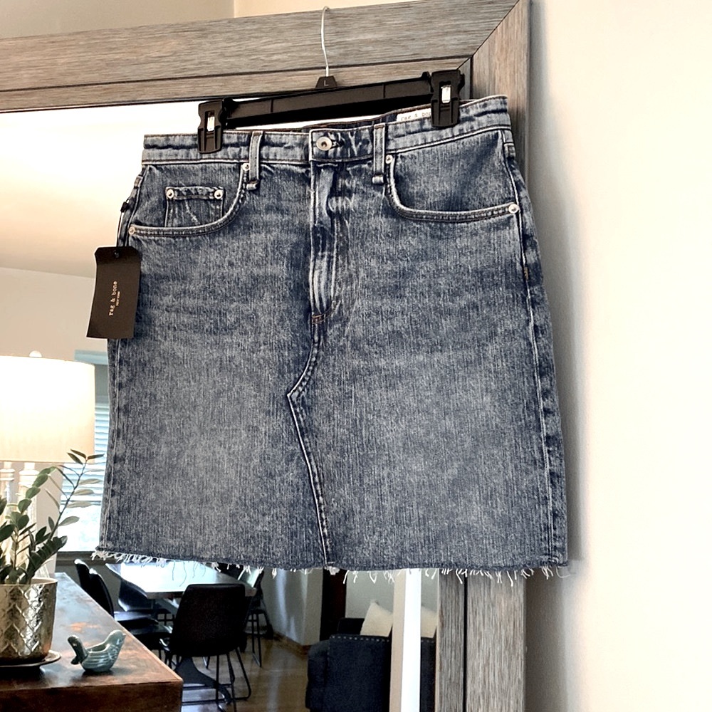 Rag & Bone Hayden denim jean skirt, 31, raw bottom hem, perfect & NWT!!